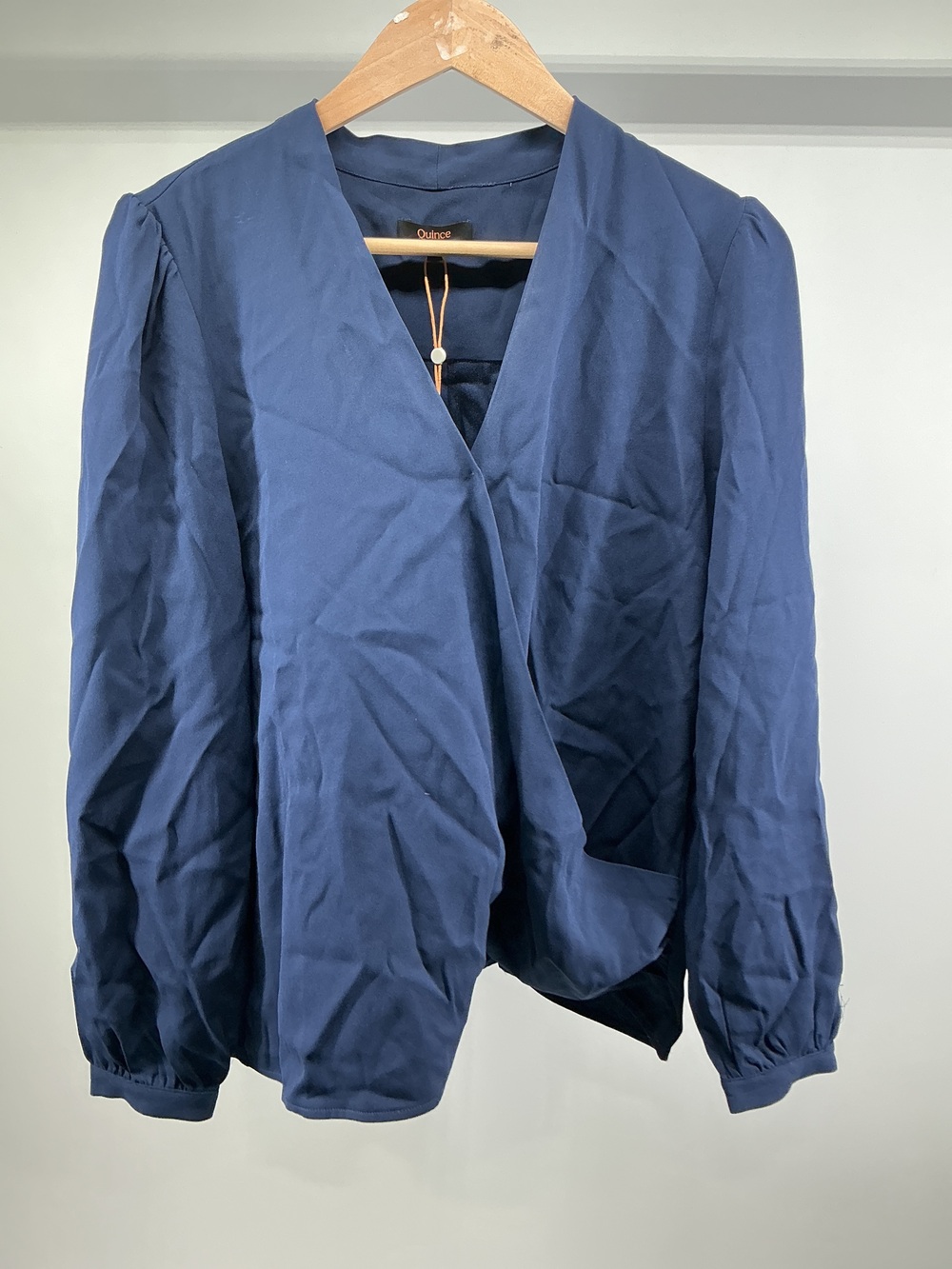 Fluid Crepe Surplice Long Sleeve Blouse